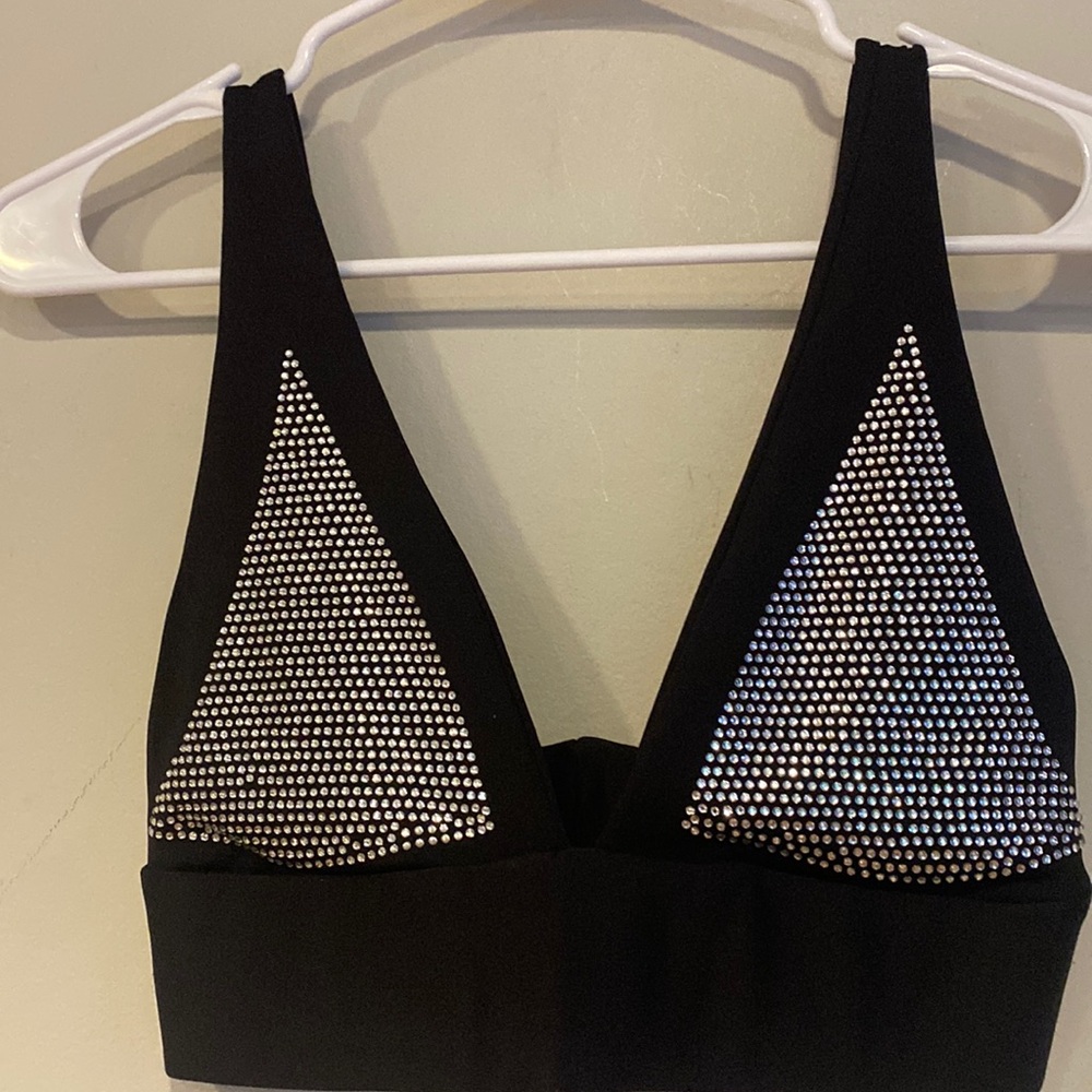 Zara black shiny crop top M